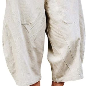 EKLENTSON Mens Cotton Linen Capri Pants